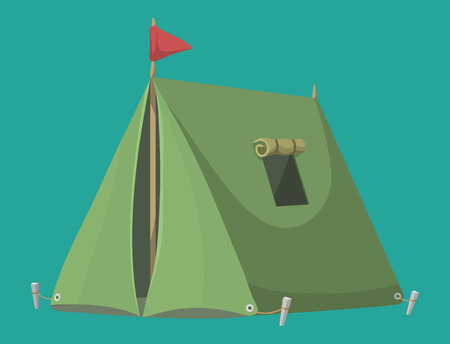 Outdoor tent vector illustration nature leisure travel activity adventure tourism forest campsite shelter.のイラスト素材