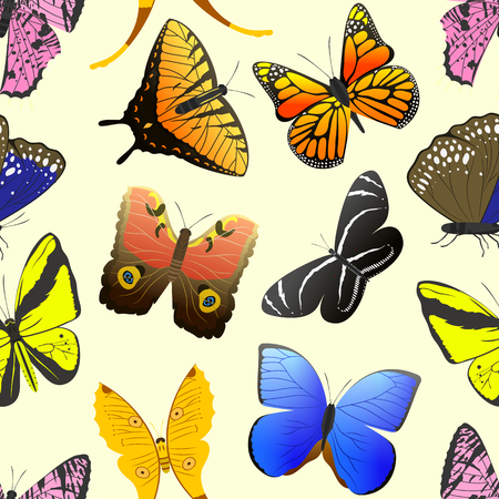 Colorful different butterfly wings seamless pattern vector illustration.のイラスト素材