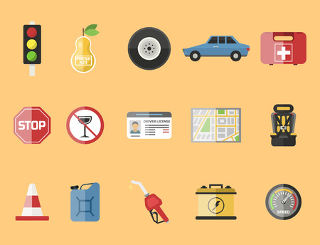 Auto transport motorist icon symbol vehicle equipment service car driver tools vector illustration.のイラスト素材