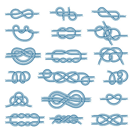 Sea boat knots vector set illustration isolated on whiteのイラスト素材