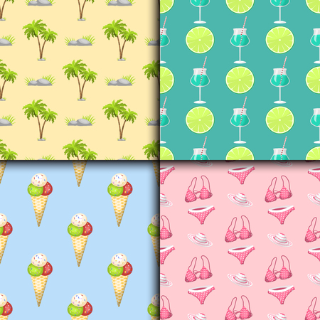 Summer time seamless pattern beach sea shore realistic accessory vector illustration sunshine travelのイラスト素材