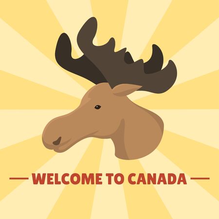 Moose head mammal trophy wildlife antler north animal wilderness hunt reindeer zoo bull vector illustrationのイラスト素材