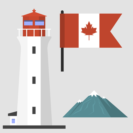 Travel canada traditional objects country tourism design national symbol vector illustration.のイラスト素材