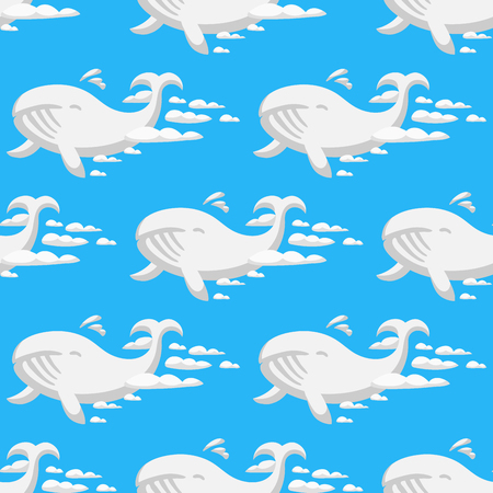 Animal clouds silhouette whale seamless pattern vector illustration abstract sky cartoon ocean humpback naturalのイラスト素材