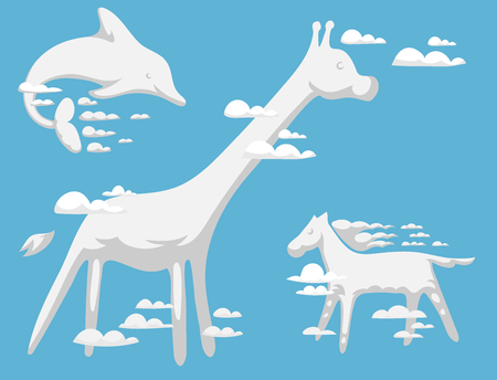 Animal clouds silhouette pattern vector illustration abstract sky cartoon environment natural wilding beast ornamentのイラスト素材