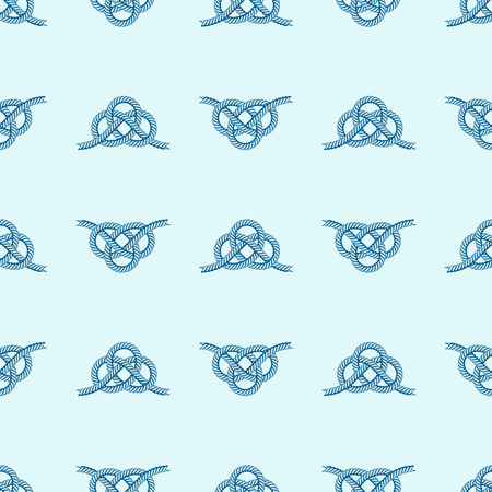 Navy blue rope with marine knots seamless pattern vector. Sea boat shipping natural tackle sign vessel. Yacht white navy cable sea boat knots lashing bend net string design.のイラスト素材