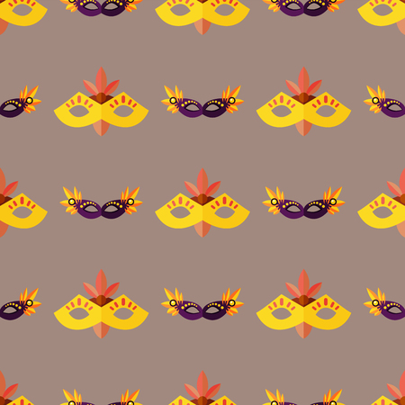 Authentic seamless pattern venetian painted carnival face masks party decoration masquerade vector illustrationのイラスト素材
