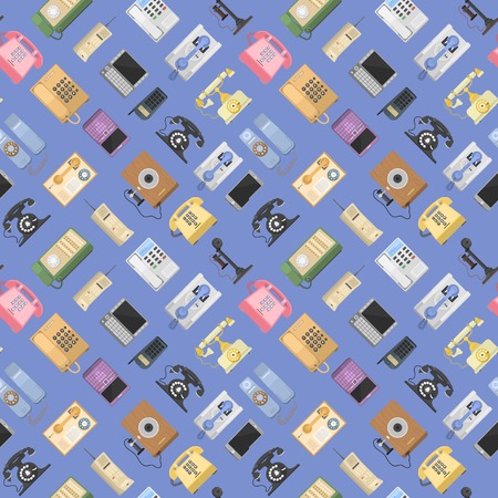 Telephones vector icons tools sealess pattern background phone equipment communicationのイラスト素材