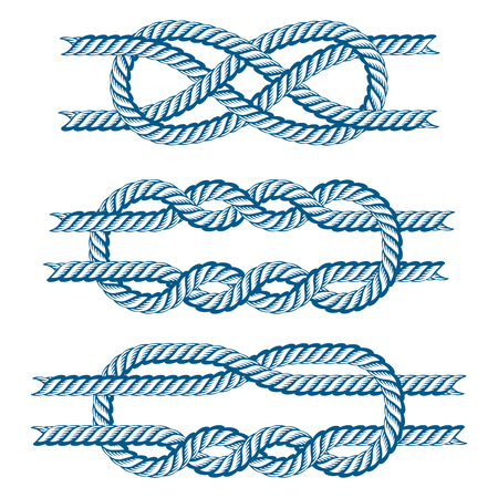 Sea boat rope knots vector illustration isolated marine navy cable natural tackle signのイラスト素材