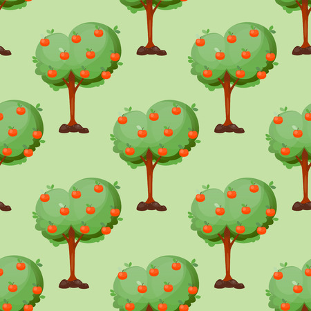 Leaves cartoon green trees seamless pattern vector summer leaf plant backgroundのイラスト素材