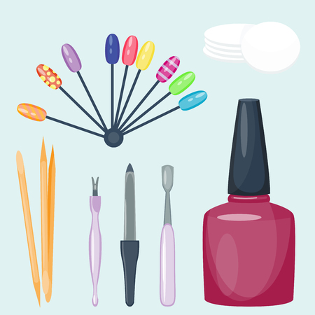Manicure foot and hand care fingers instruments vector fashion personal cosmetics equipmentのイラスト素材
