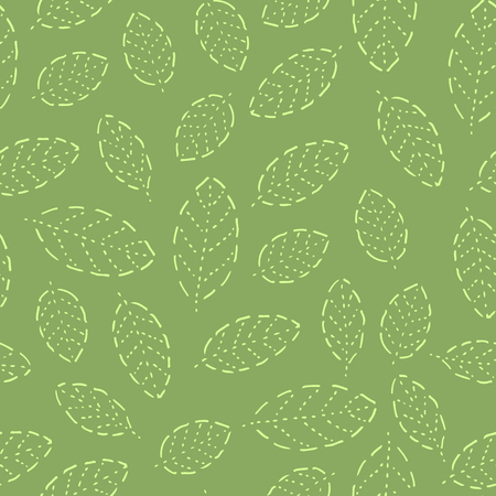 Seamless pattern with leaves hand drawn style vector illustration. Nature design floral summer plant textile fashion tropical art. Abstract fabric colorful hawaii vintage drawing.のイラスト素材