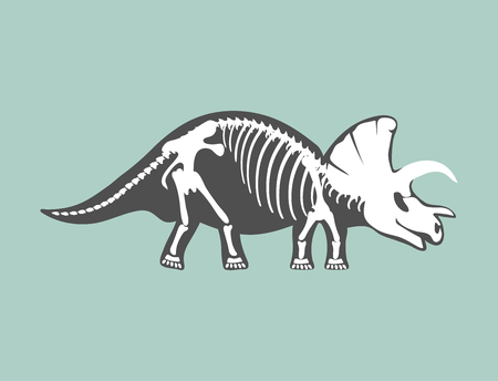Dinosaurs skeleton silhouette bone tyrannosaurus prehistoric animal dino bone vector flat illustration.のイラスト素材