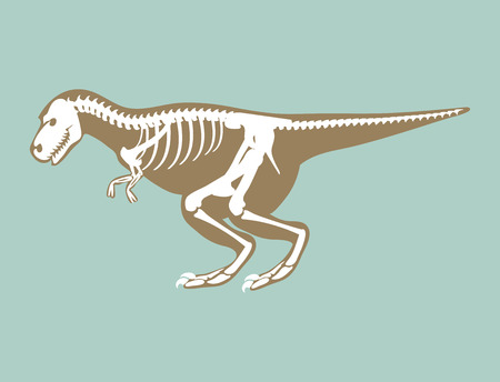 Dinosaurs skeleton silhouette bone tyrannosaurus prehistoric animal dino bone vector flat illustration.のイラスト素材
