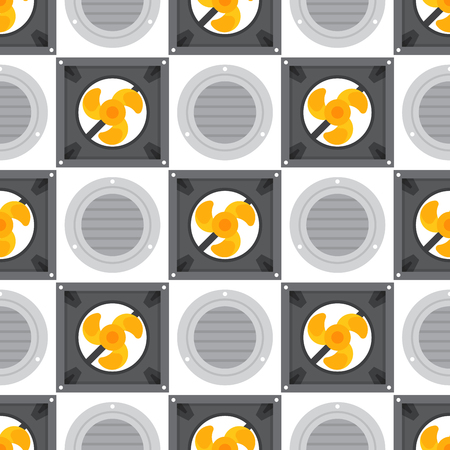 Air conditioner airlock systems seamless pattern ventilator conditioning climate fan technology temperature cool vector illustrationのイラスト素材
