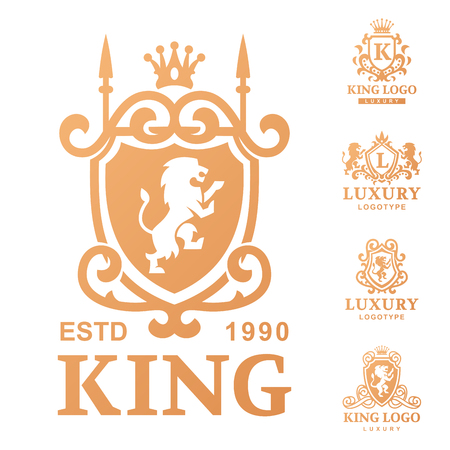 Luxury boutique Royal Crest high quality vintage product heraldry logo collection brand identity vector illustration.のイラスト素材