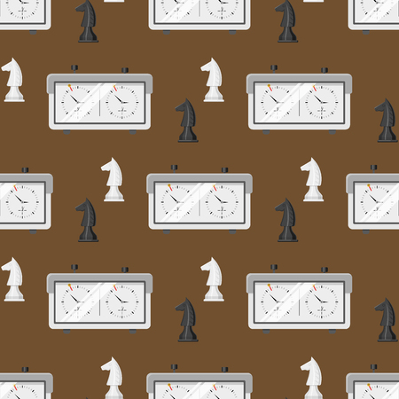 Chess board seamless pattern background chessmen leisure. Concept knight group white and black piece competition. Strategy play leisure battle choice tournament.のイラスト素材