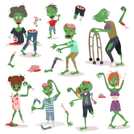 Zombie scary cartoon people characterのイラスト素材