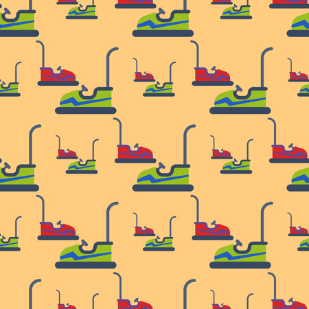 Carousels amusement attraction park cars seamless pattern side-show kids outdoor entertainment construction vector illustration.のイラスト素材