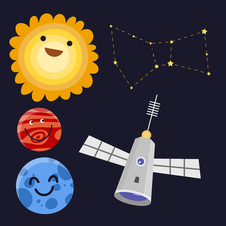 High quality solar system space planets flat vector illustration.のイラスト素材