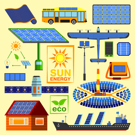 Solar energy vector set.のイラスト素材