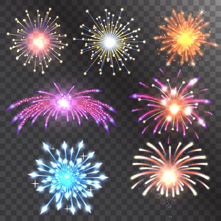Firework vector illustration holiday event explosion light festive partyのイラスト素材