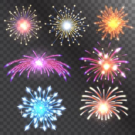 Firework vector illustration holiday event explosion light festive party