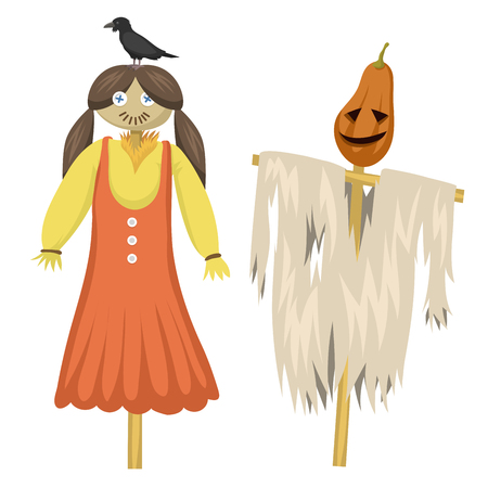 Garden ugly terrible fabric scarecrowのイラスト素材