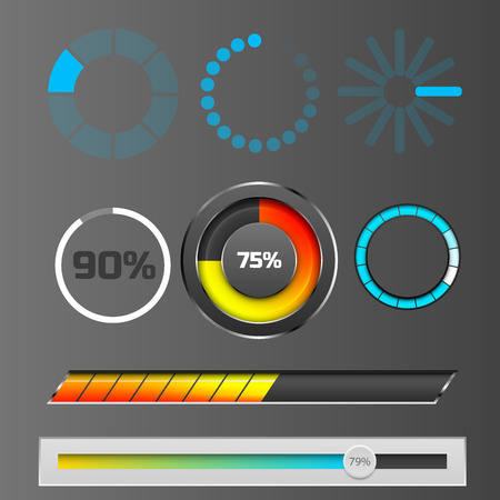 Progress loading bar indicators download progress ui-ux web interface design template file upload vector illustrationのイラスト素材