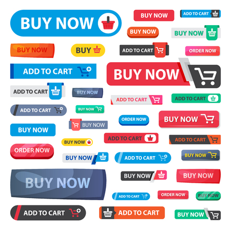 Online store sale vector web shopping buttons isolated on white backgroundのイラスト素材