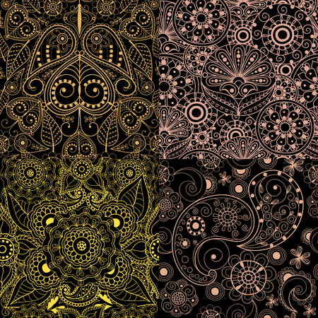 Floral mehendi pattern ornament vector illustration hand drawn henna asian textile style india tribal paisley ornate. Ethnic ornamental lace vintage mandala abstract textileのイラスト素材