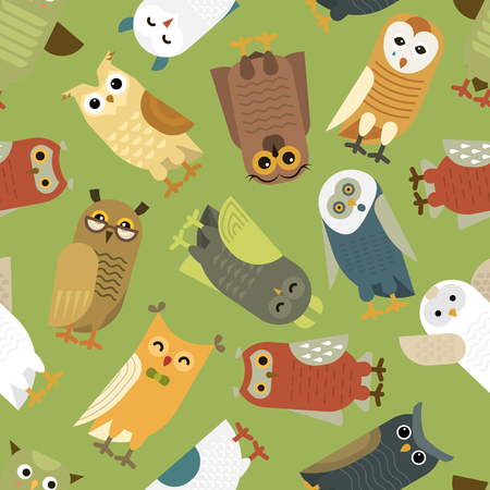 Owls cartoon pattern.のイラスト素材