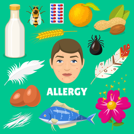 Things that can cause Allergy icon setのイラスト素材