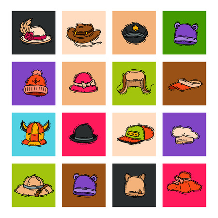 Different holiday hat fashion accessory party celebration for  clothing vector illustrationのイラスト素材