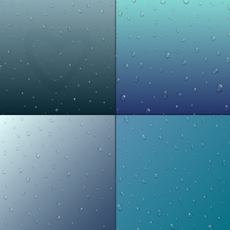 Realistic vector water drops liquid transparent raindrop splash background illustrationのイラスト素材