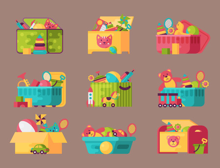 Boxes full of kid toys vector illustrationのイラスト素材