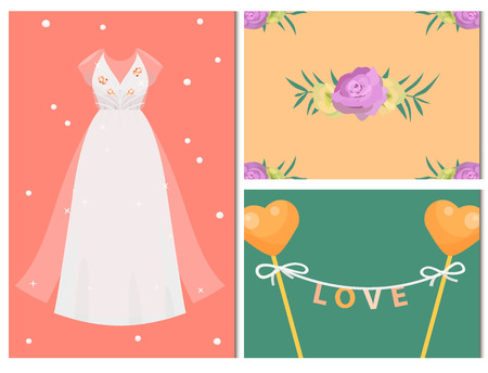 Wedding invitation card vector save the date suite with flower templates day marriage handmade lettering print layout design illustrationのイラスト素材