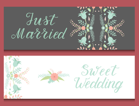 Wedding invitation card vector save the date suite with flower templates day marriage handmade lettering print layout design illustration. Greeting floral vintage marry celebration retro elementのイラスト素材