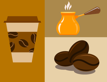 Coffee cup coffeemaker coffeepot takeaway beverage vector texture drink food illustration. World coffee export taste graphic.のイラスト素材