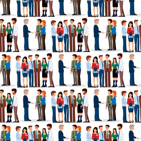 Business people vector groups presentation to investors conferense teamwork meeting characters interview illustration seamless pattern background.のイラスト素材