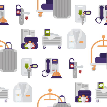 Hotel workers personal professional service man and woman job uniform objects hostel manager vector illustration.のイラスト素材