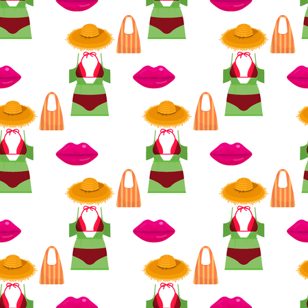 Beachwear bikini cloth fashion looks vacation seamless pattern background sea light beauty clothes vector illustratonの写真素材