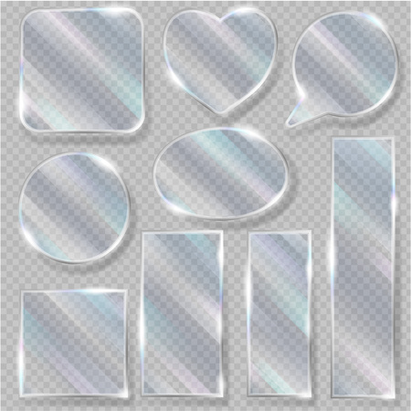 Glass vector transparency glossy clear blank frame and empty glassful template heart illustration glassware set of realistic glossy bubble speech isolated on transparent backgroundのイラスト素材
