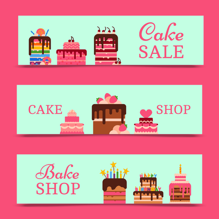 Chocolate and fruity desserts for pastry, bakery and sweet, bake shop design with fresh and tasty cupcakes, cakes, pudding, biscuits with fruits, whipped cream, glaze and sprinkles. Cake sale.のイラスト素材