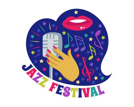 Jazz festival vector music concert  musical instrument musician playing saxophone sound art badge festival performance emblem isolated on white backgroundのイラスト素材