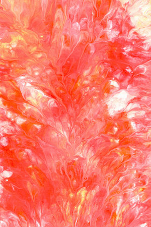 Abstract background of acrylic paint in red and orange tones. Handmade.の写真素材