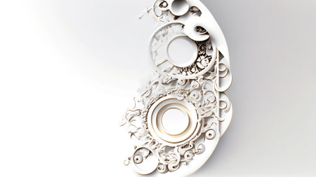 Abstract neo rococo white and gold backgroundの素材