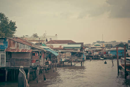 Old village beside chaopraya riverのeditorial素材