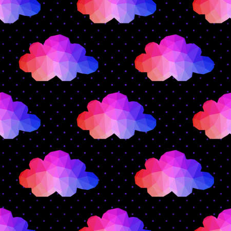 cloud seamless pattern. background made of triangles Square composition with geometric shapes. Weather backdrop. Weather template.のイラスト素材