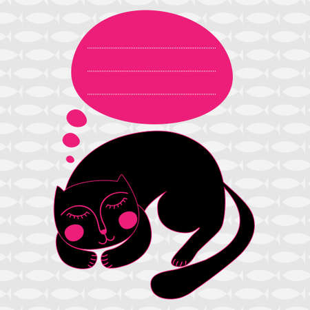 greeting card with sleeping catのイラスト素材